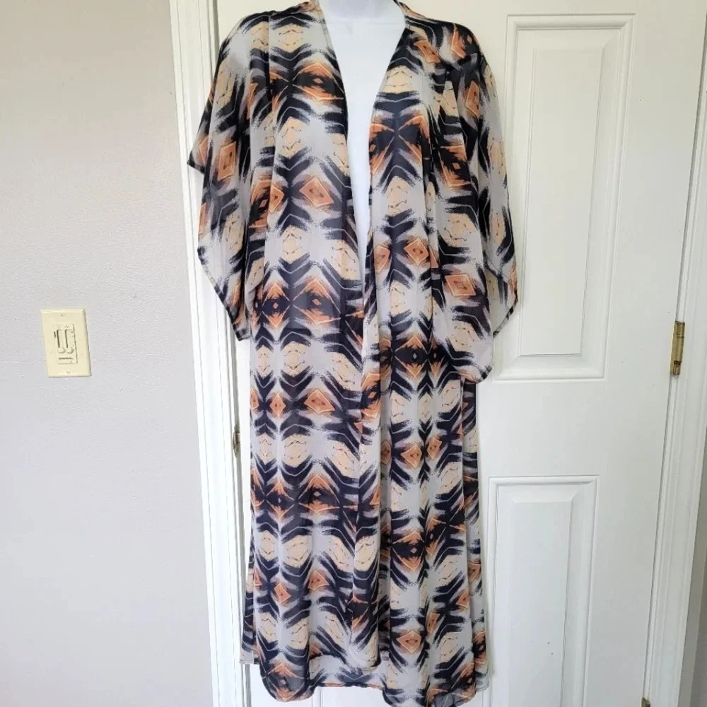Roffe Accessories Lightweight Kimono Robe Swim Cover Up Multicolor Print 1 Size